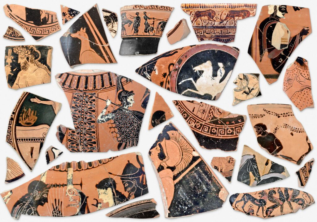 Background of old classical greek terracotta fragments